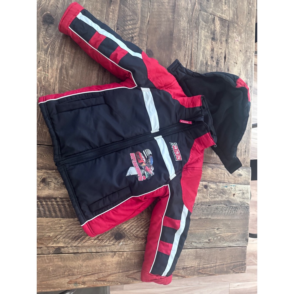 Disney Pixar Cars 2 World Grand Prix Puffer Jacket Red Black Boys Size 4/5T